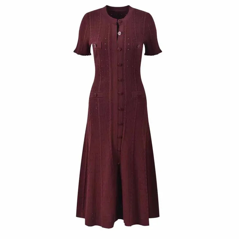 Short-Sleeved Hollow Out Knitted Dress