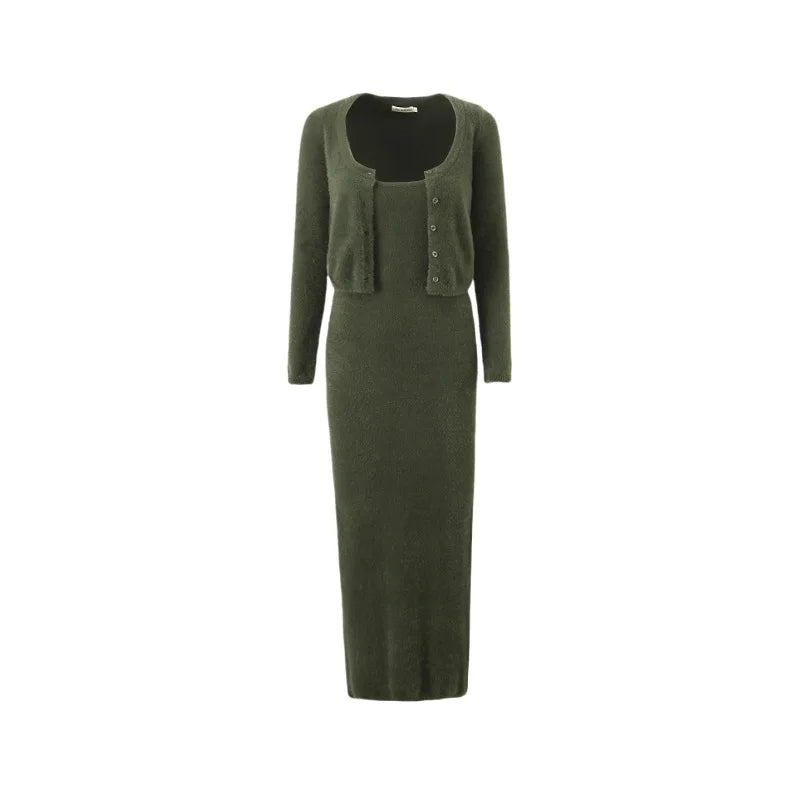 Strapless Soft Fluffy Knit Maxi Dress