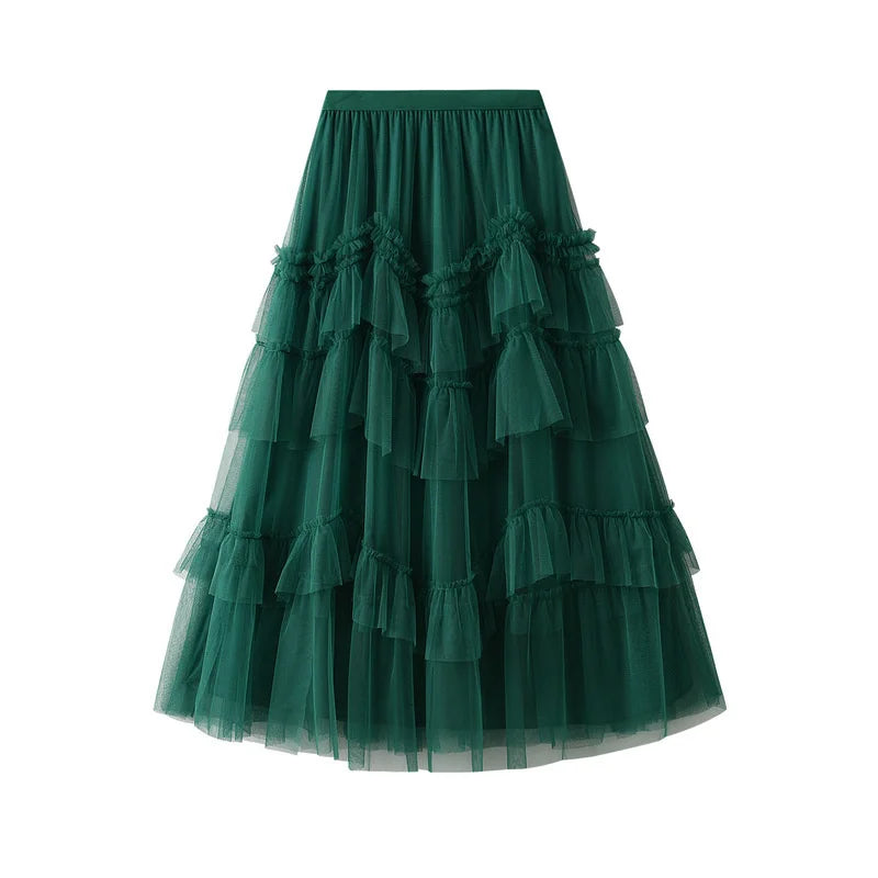 Tree Fungus Mid-calf A-line Solid Color Skirts