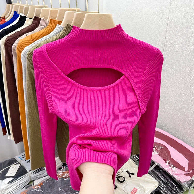 Hollow Out Slim Vintage Soft Warm Pull Pullover Knitted Sweater