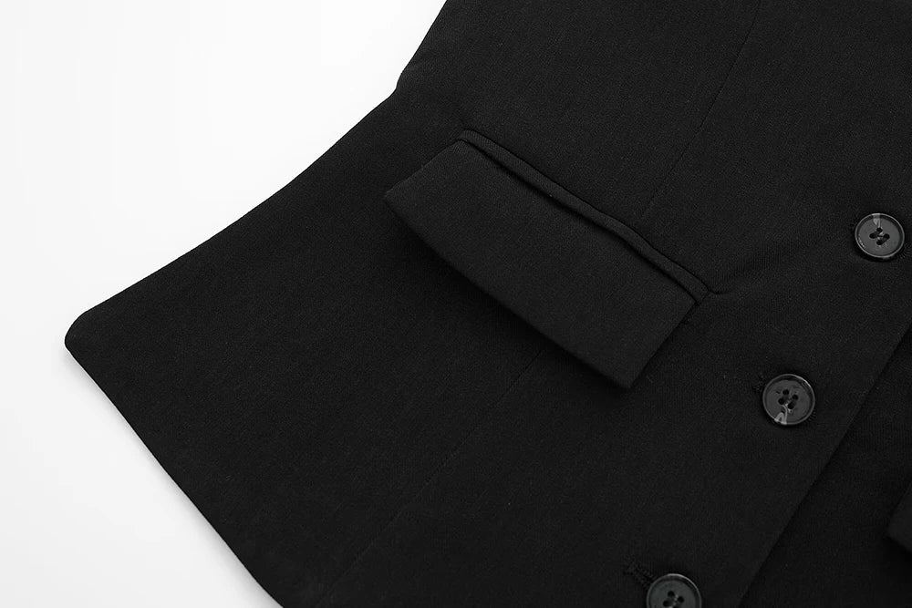 Single Breasted Vest + High Waisted Casual Trousers Set