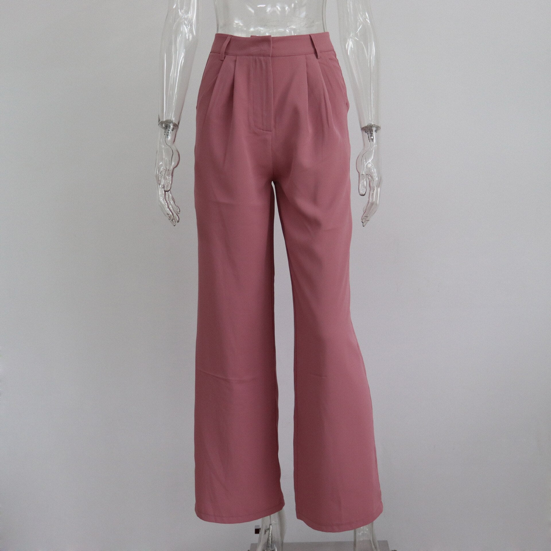 Casual High-waisted Straight Trousers