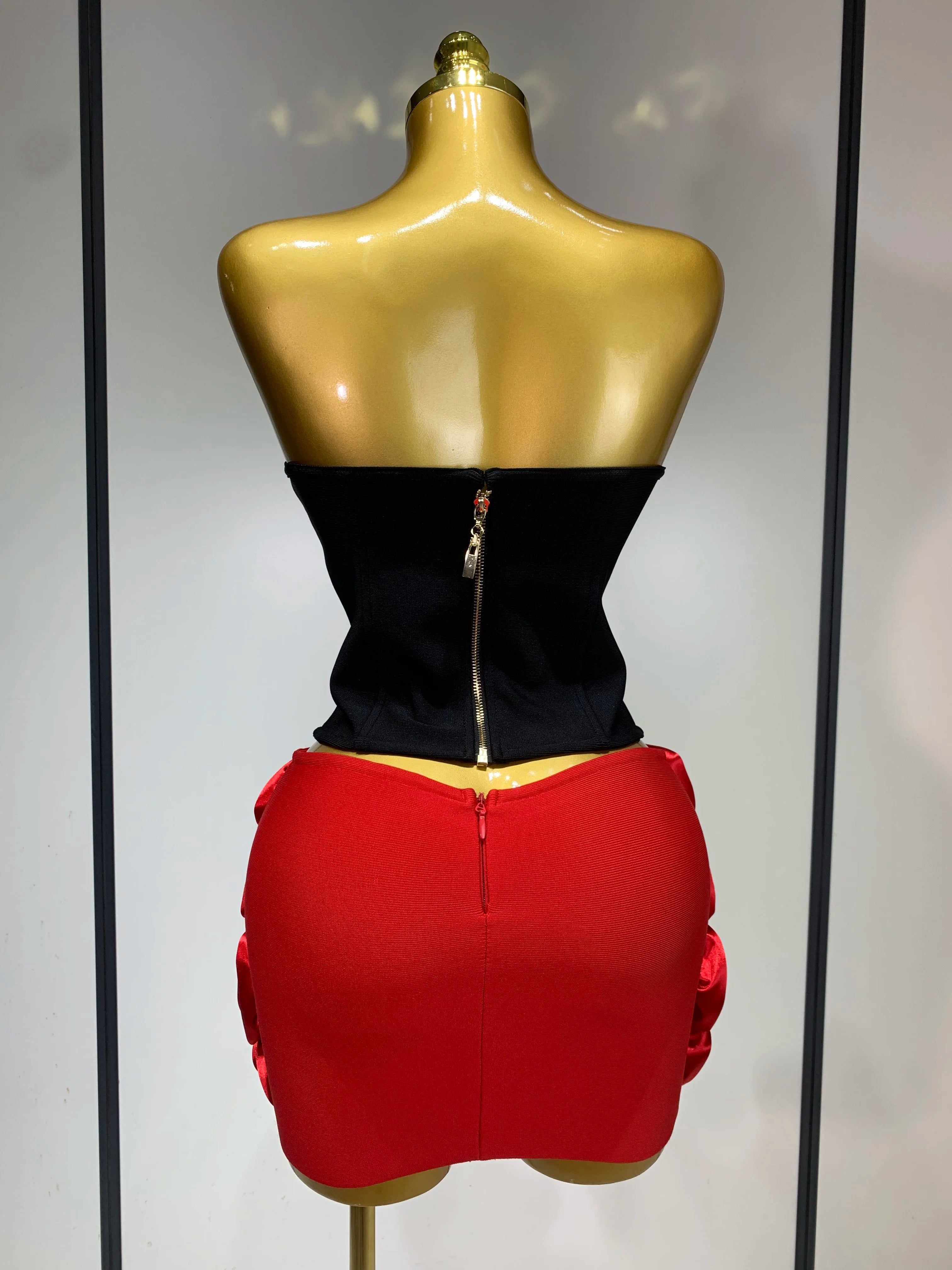 Strapless Bandage Top And Skirt Two Piece Set