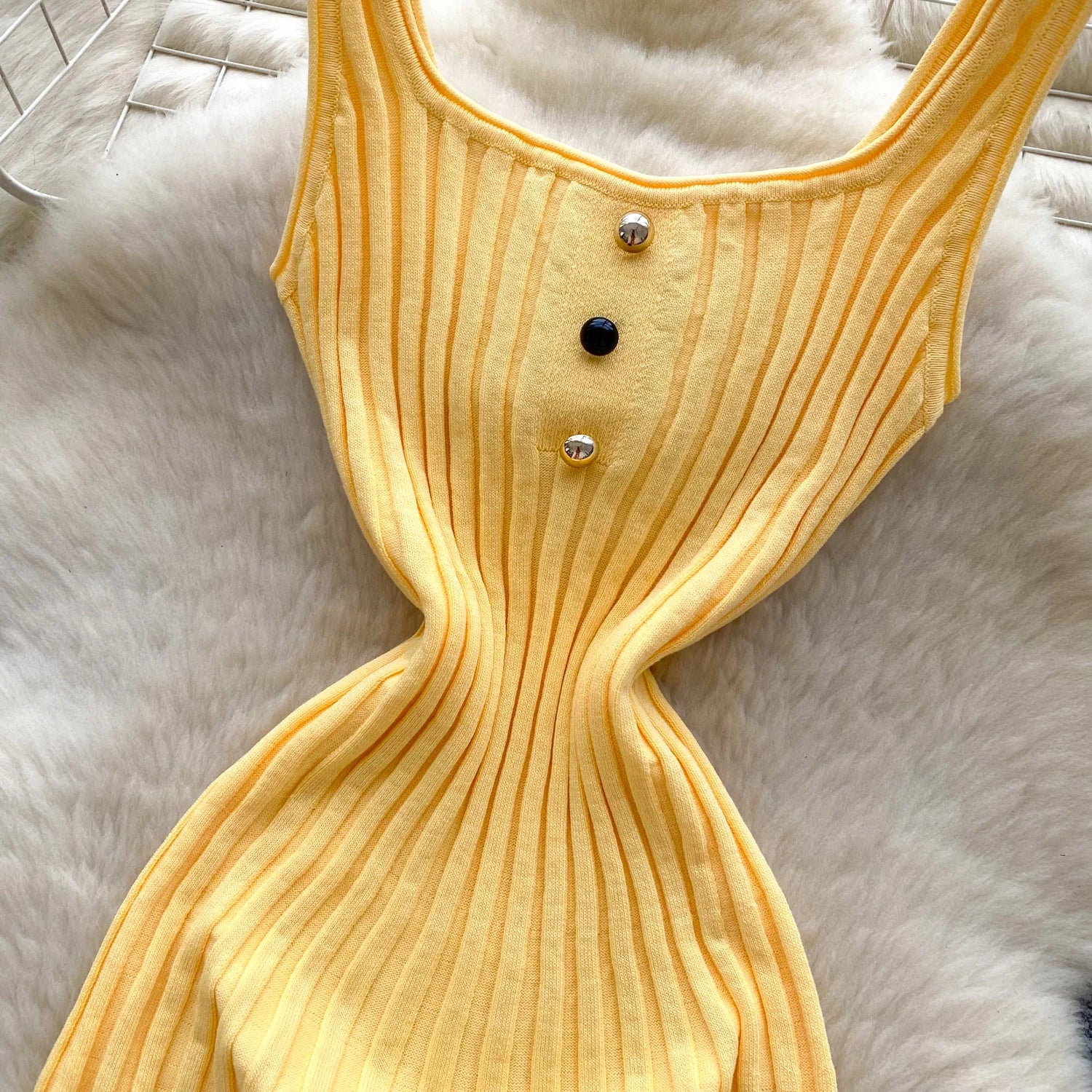 Vintage Sleeveless Elastic French Style Dress