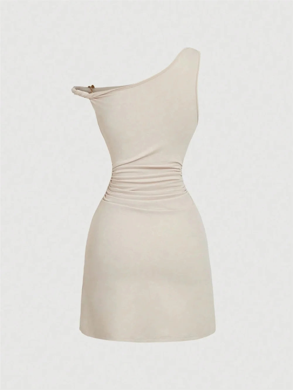 Elegant One Shoulder Backless Pleated Midi Dress