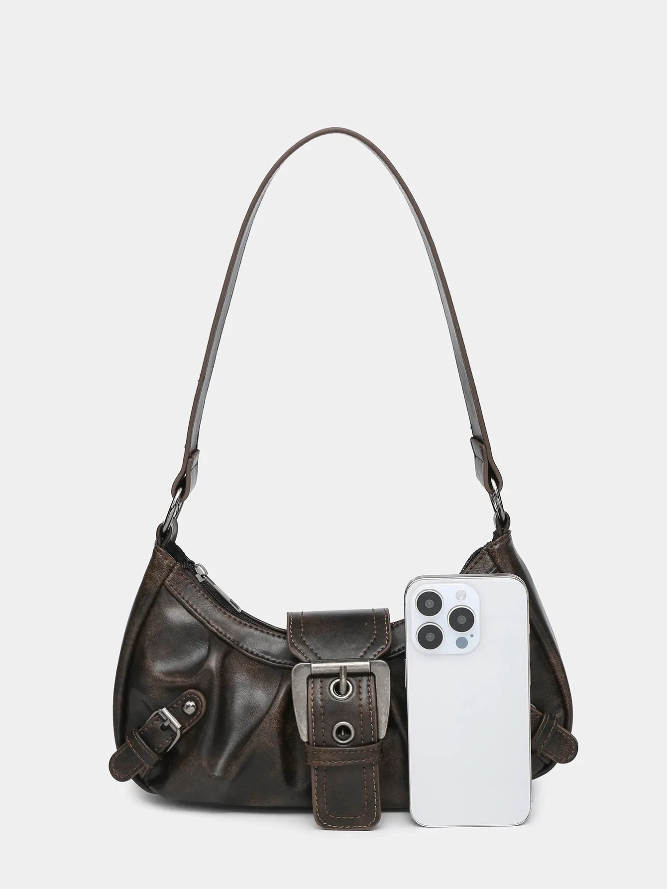 Vintage Leather Y2K Retro Rivet Belt Shoulder Handbag