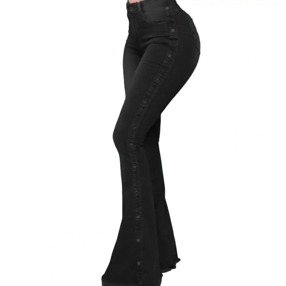 Denim Butt-lifted Casual K Skinny Bell Bottom Pocket Trousers