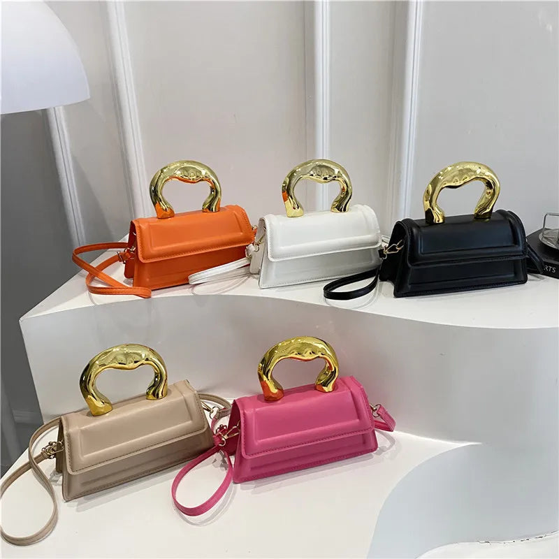 Pu Leather Mini Square Crossbody Tote Handbag