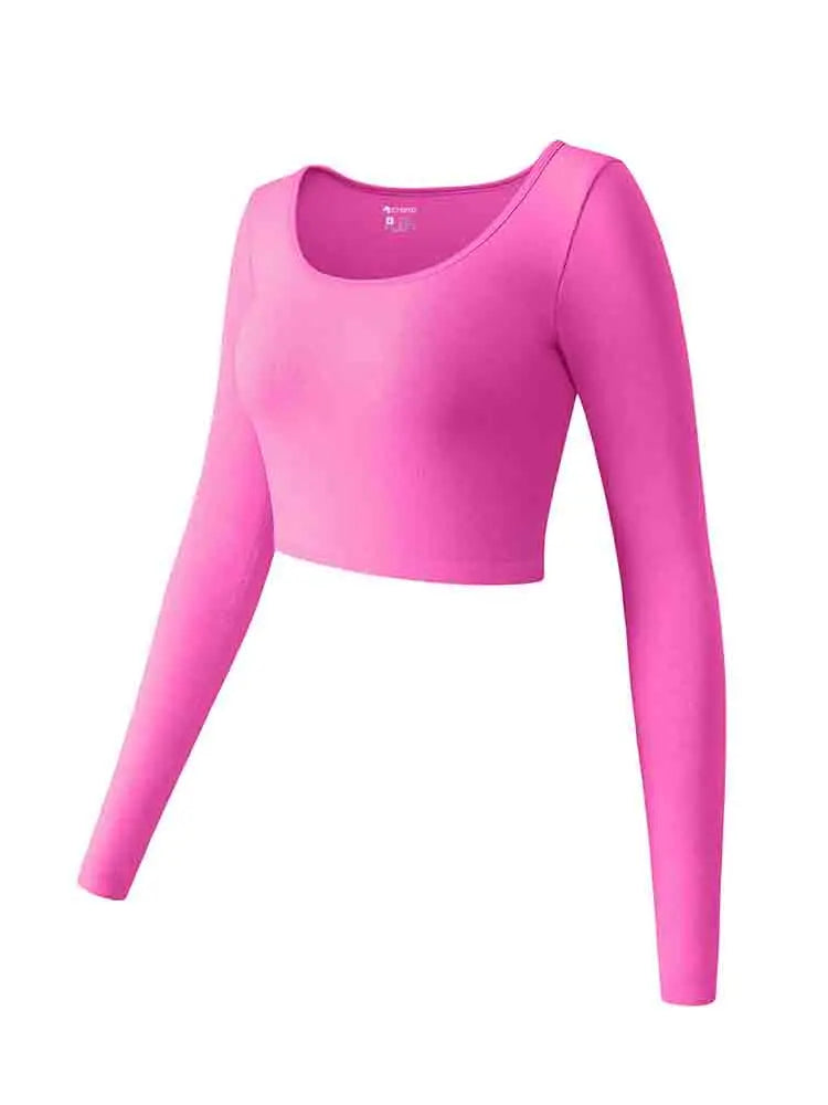 Long Sleeved Round Neck Seamless Tops T-shirt