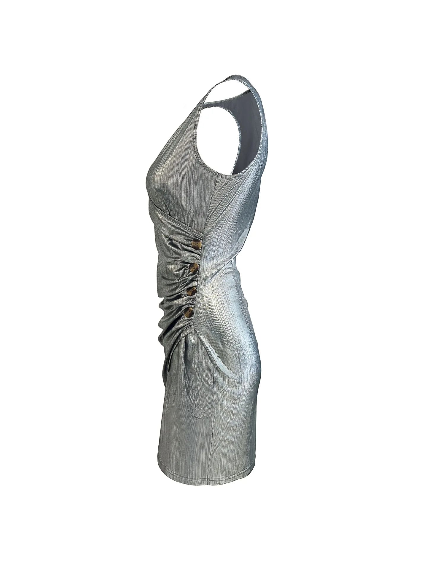 Metal Pleated Tight Dress