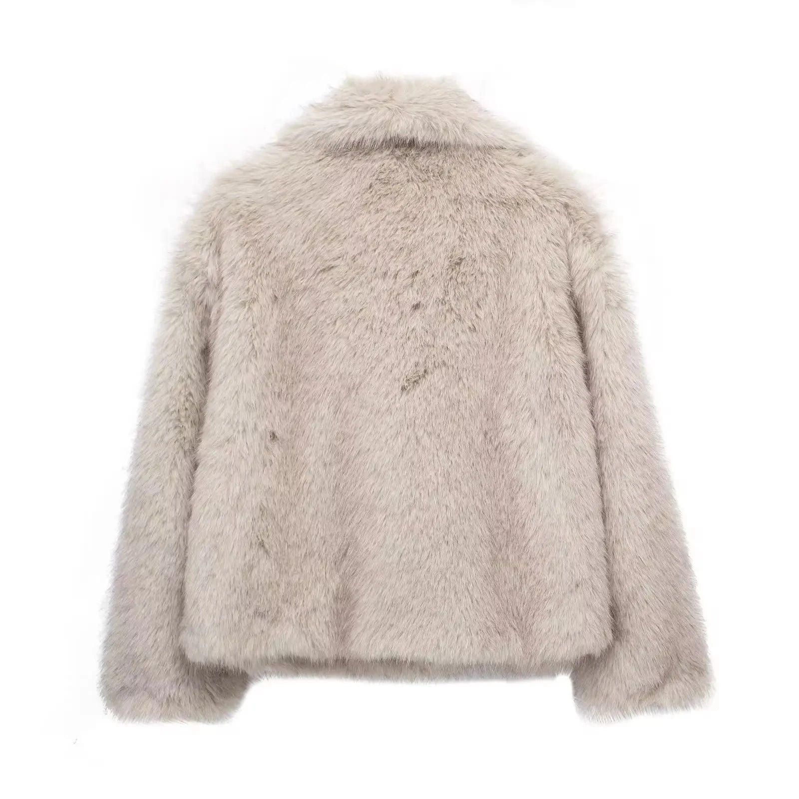 Chic Lapel Collar Thick Cropped Faux Fur Coat