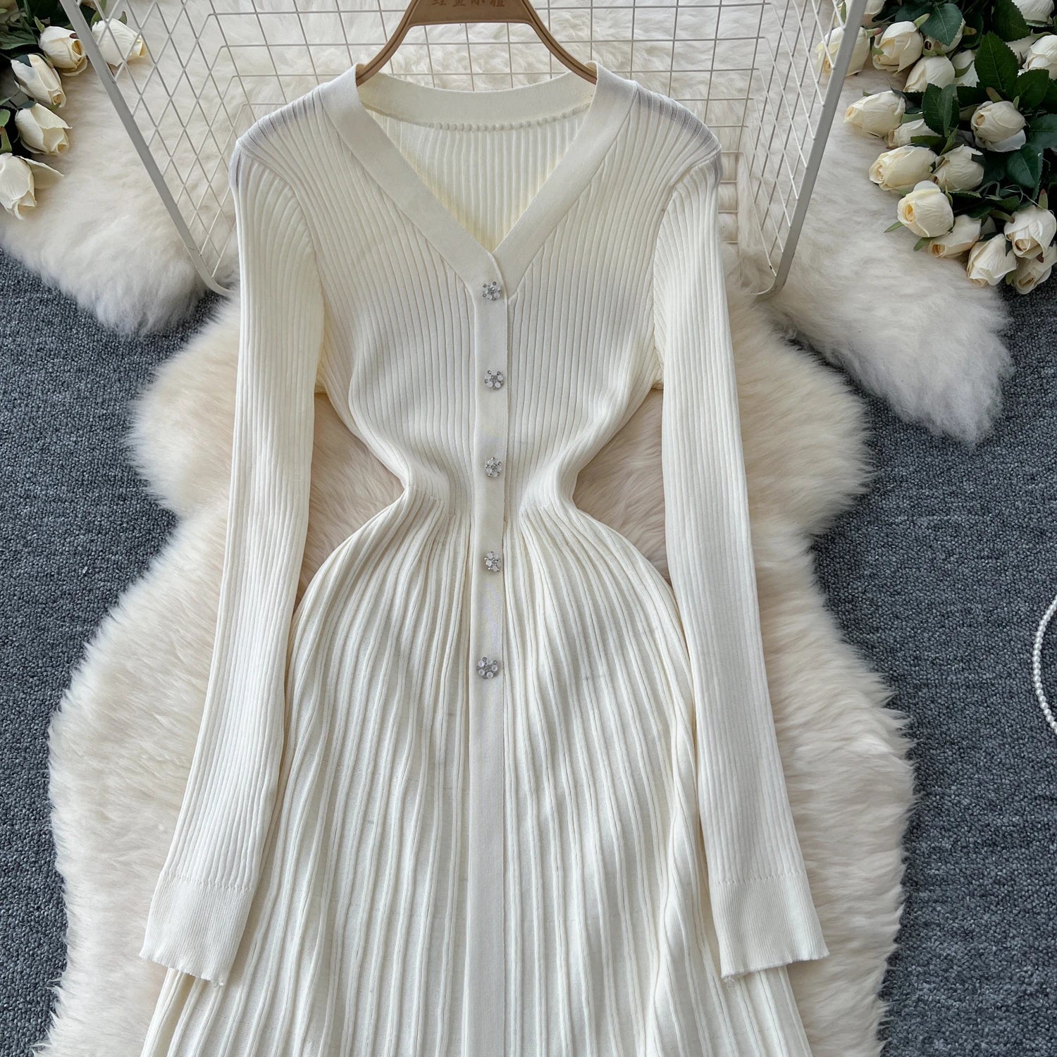 Autumn Knitting Sweater Dress