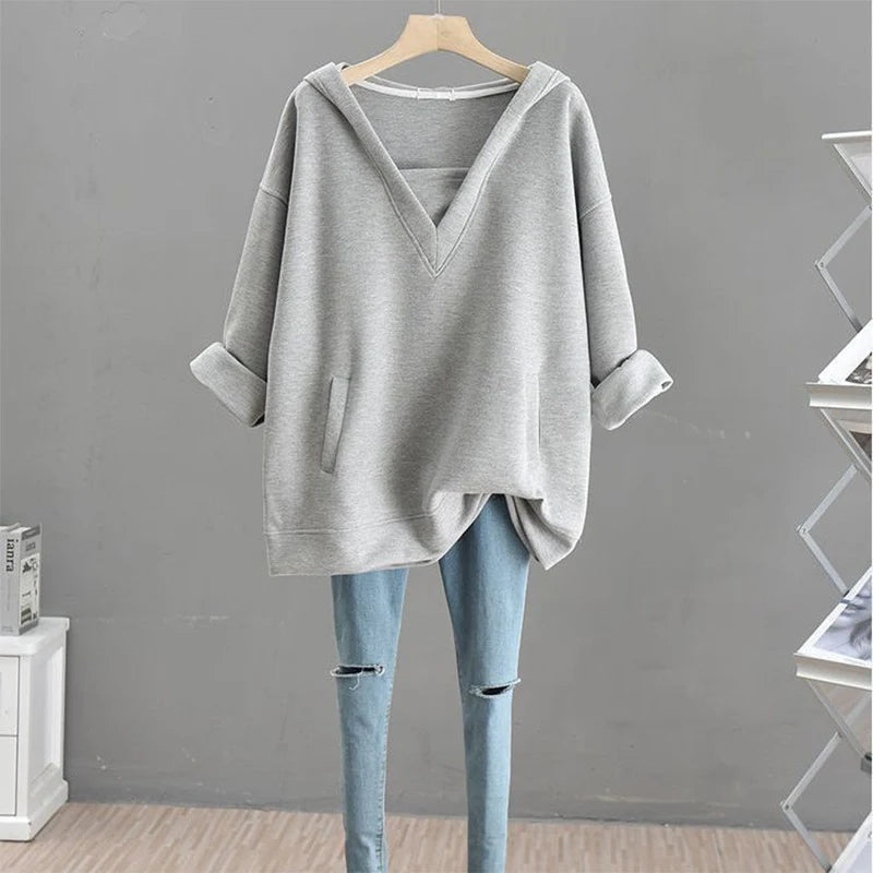 Autumn Winter Fashion Style Y2K Sweatshirt Casual Loose All Match Female Clothes Long Sleeve Hooded