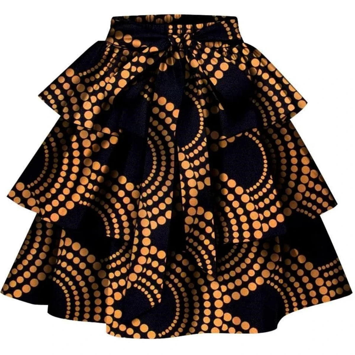 African Ankara Print Wax Patchwork Multi-layer Skirt