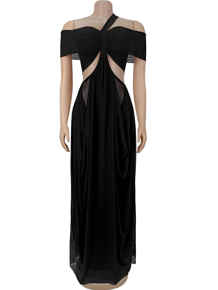 Cut Out Layered Irregular Loose Ruched Party Dress