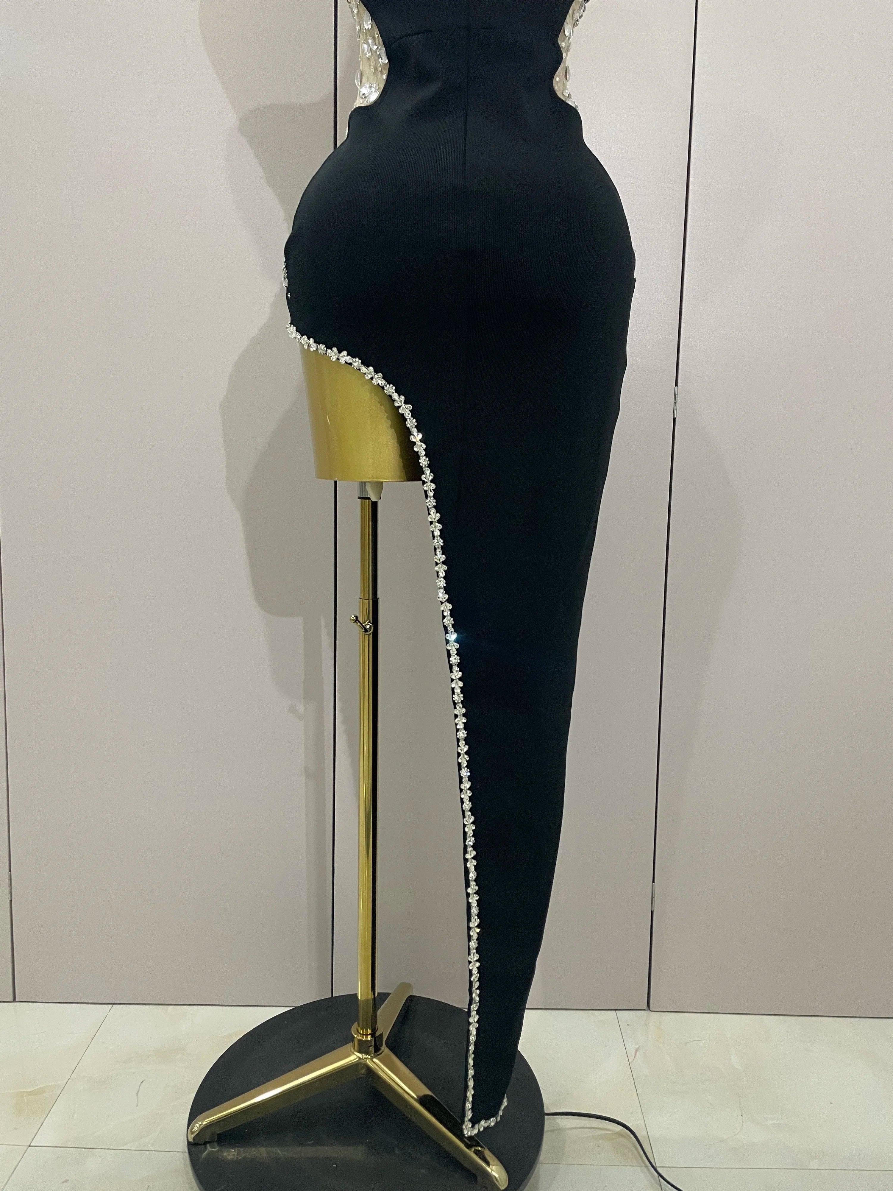 Strapless Shinning Rhinestones Bodycon Bandage Long Dress