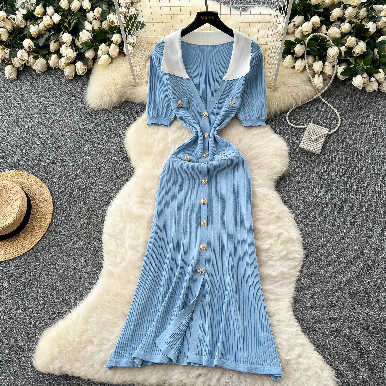 Retro Slim Fit Knitted Dress