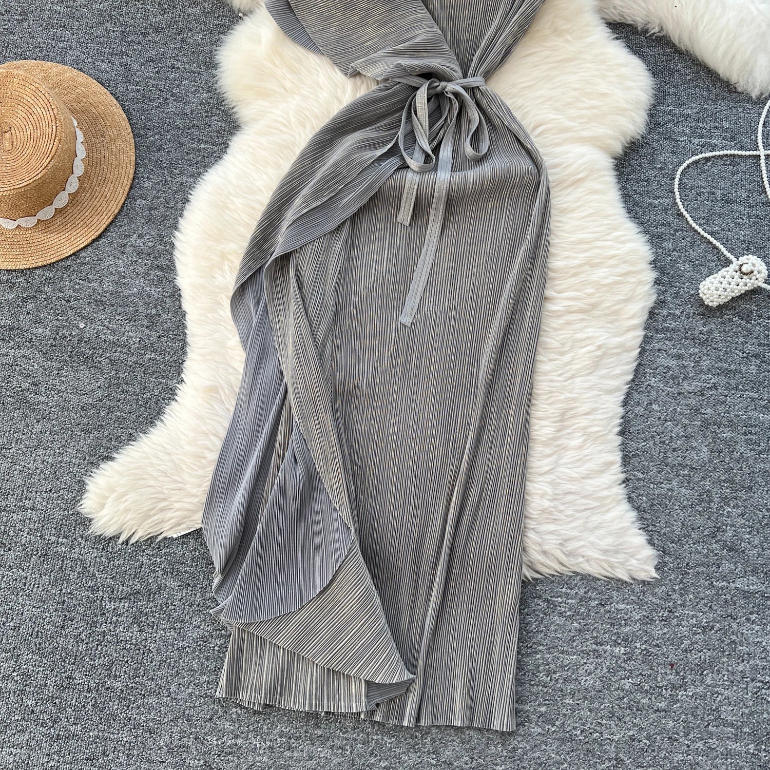 Chic asymmetrical Spliced High Waist A-line Dress