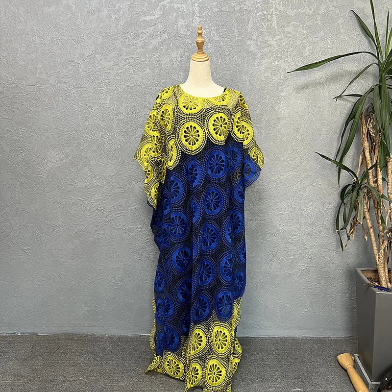 Elegant Lace Abayas Dashiki Robe Long Maxi Dress