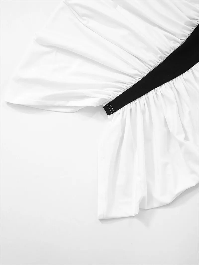 Patchwork Halter Backless Sleeveless Pleated Midi Dress