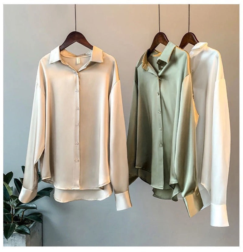 Casual Office Lady Silk Blouses