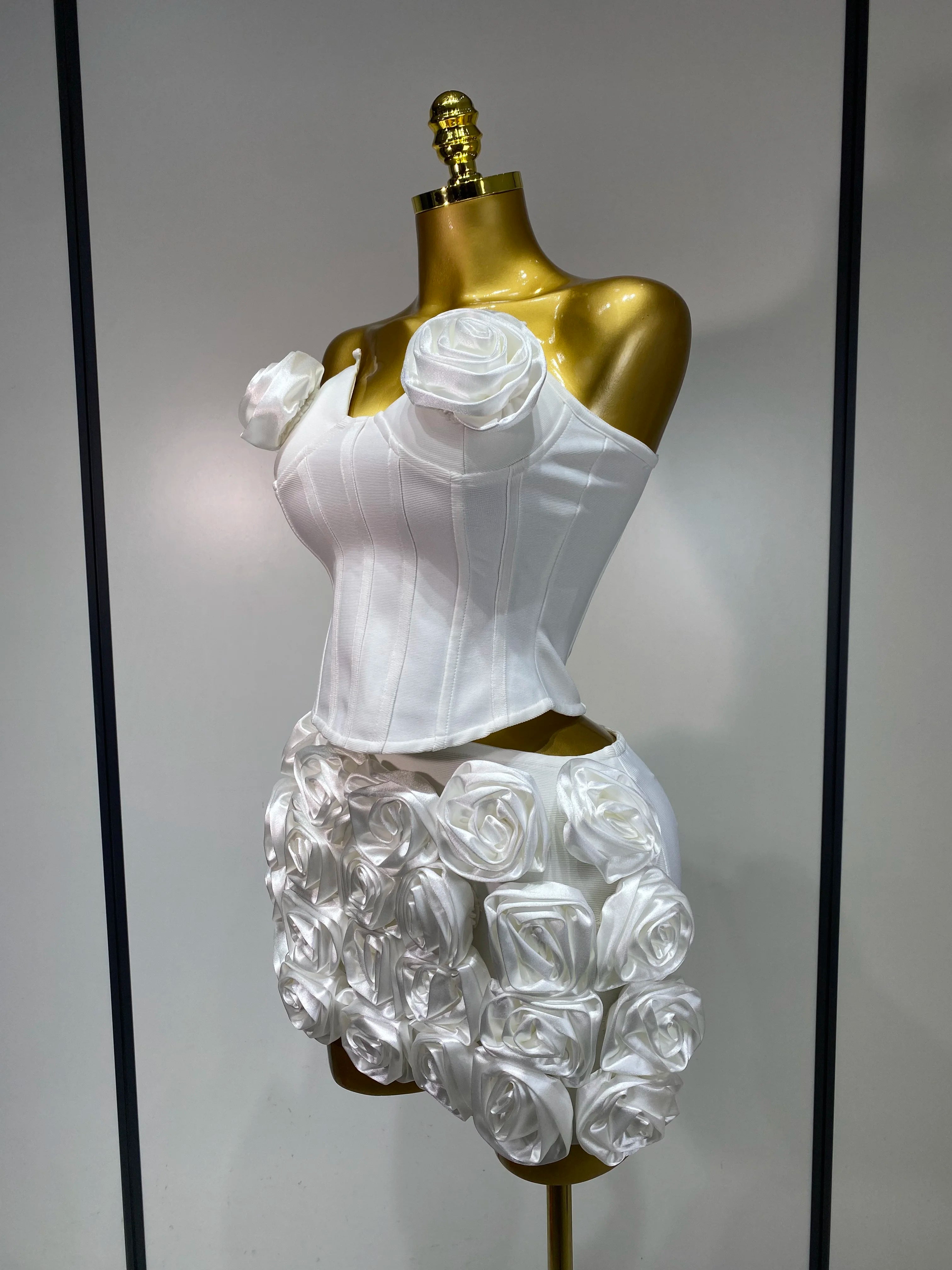 Strapless Bandage Top And Skirt Two Piece Set