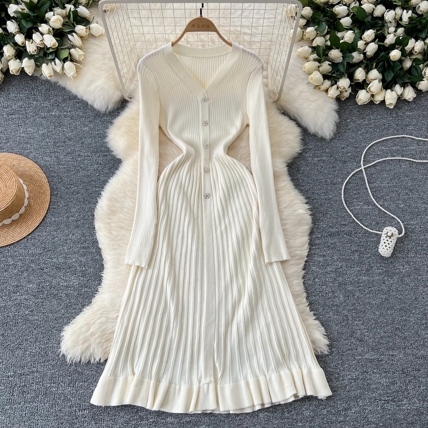 Autumn Knitting Sweater Dress