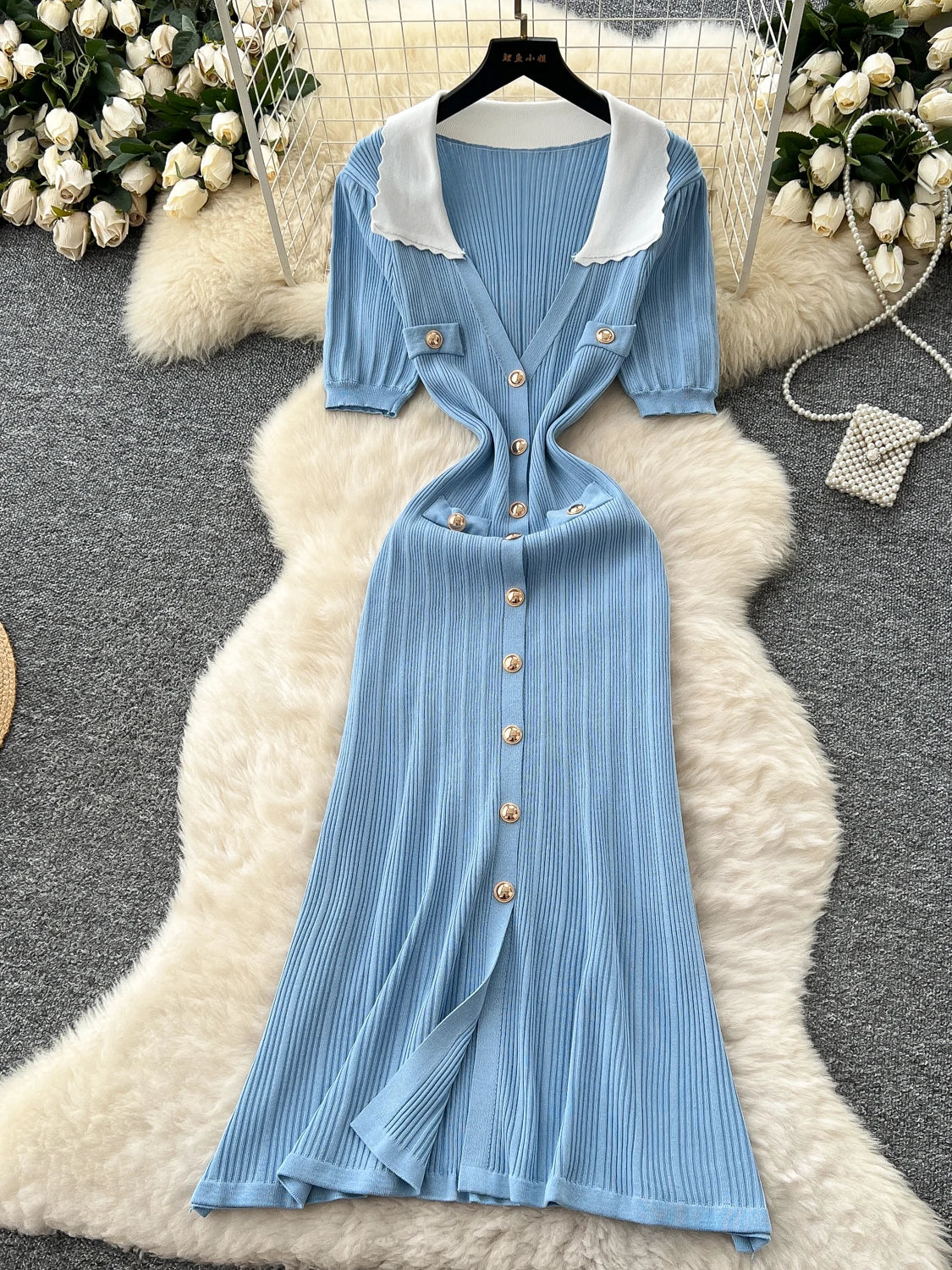 Retro Slim Fit Knitted Dress