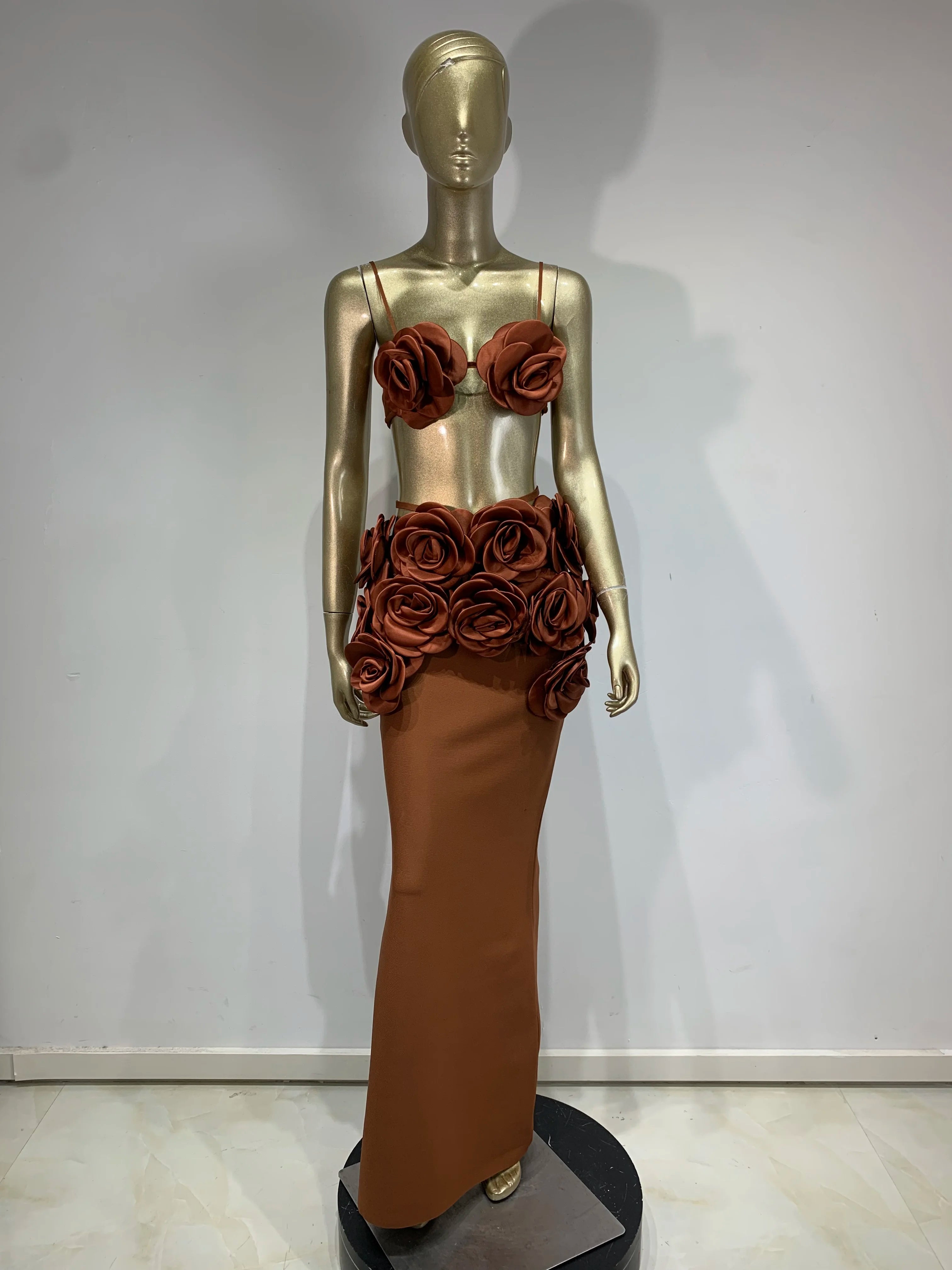 Backless Halter Maxi Long Bandage Skirt Set