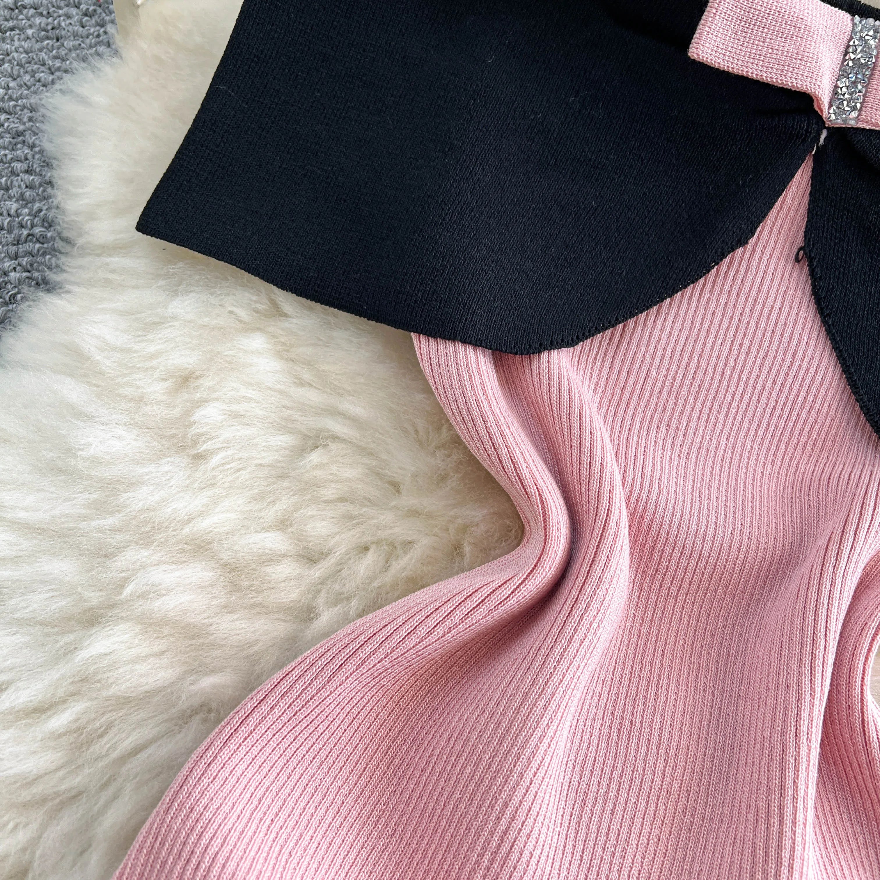 Elegant Slash Neck Mermaid Knit Bodycon Luxury Dresses