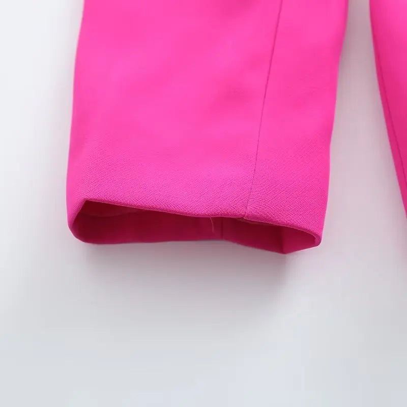 Long Sleeve Belt Bow Blazers Suit Coat Chic Female High Waist Trousers Two Piece Sets