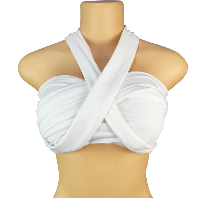 Backless Sleeveless Cross Bandage Halter Crop Tops