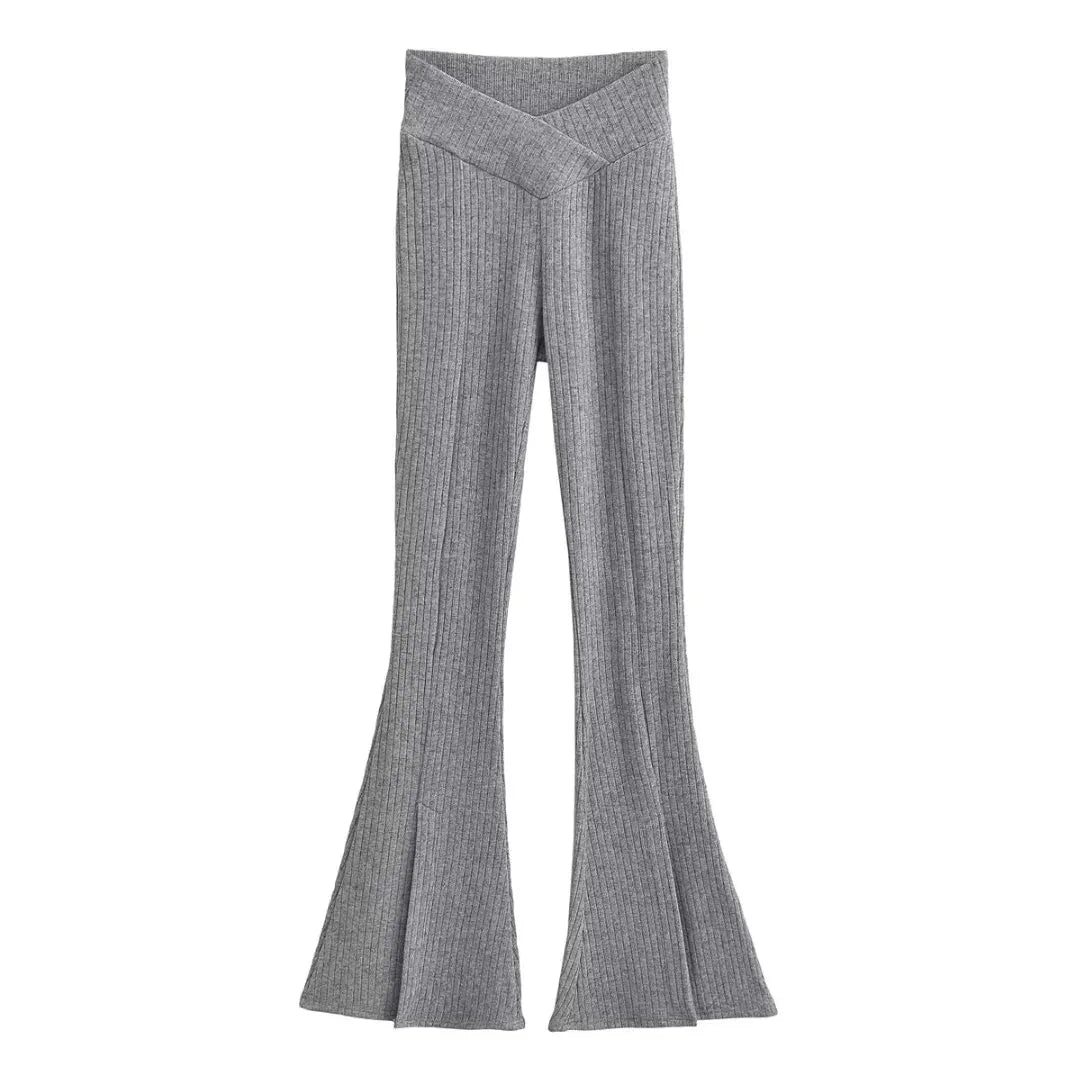 Flared Trousers Split Out Cross Low Waist Flared Pants