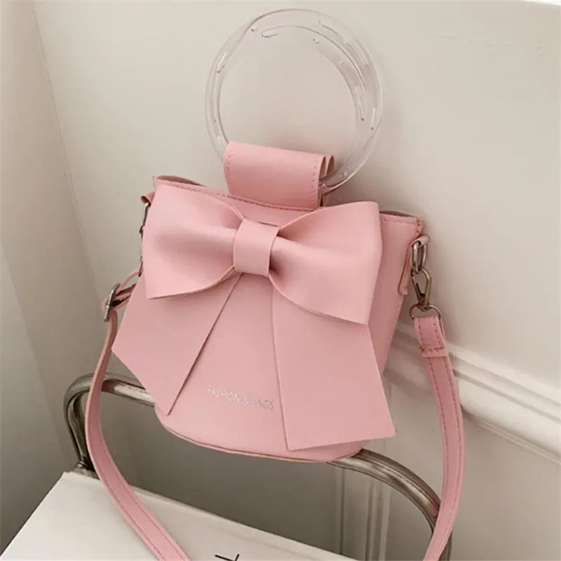 Stylish Bucket Bag with Detachable Strap With Elegant Bow Accent
