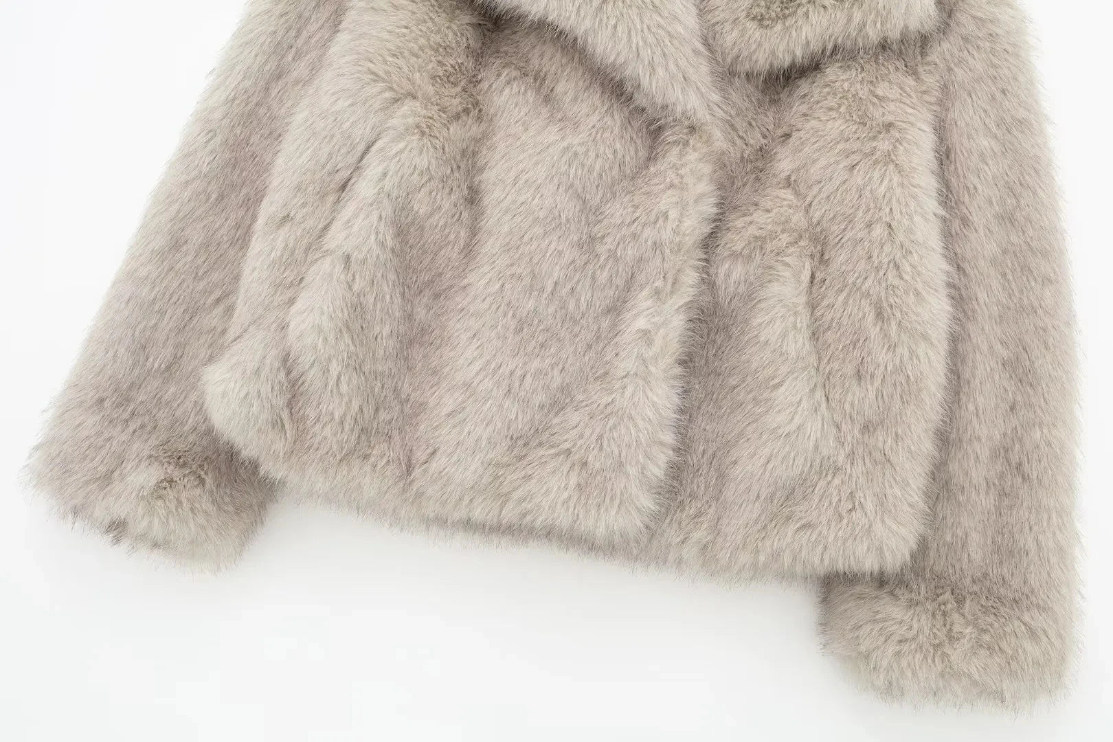 Chic Lapel Collar Thick Cropped Faux Fur Coat