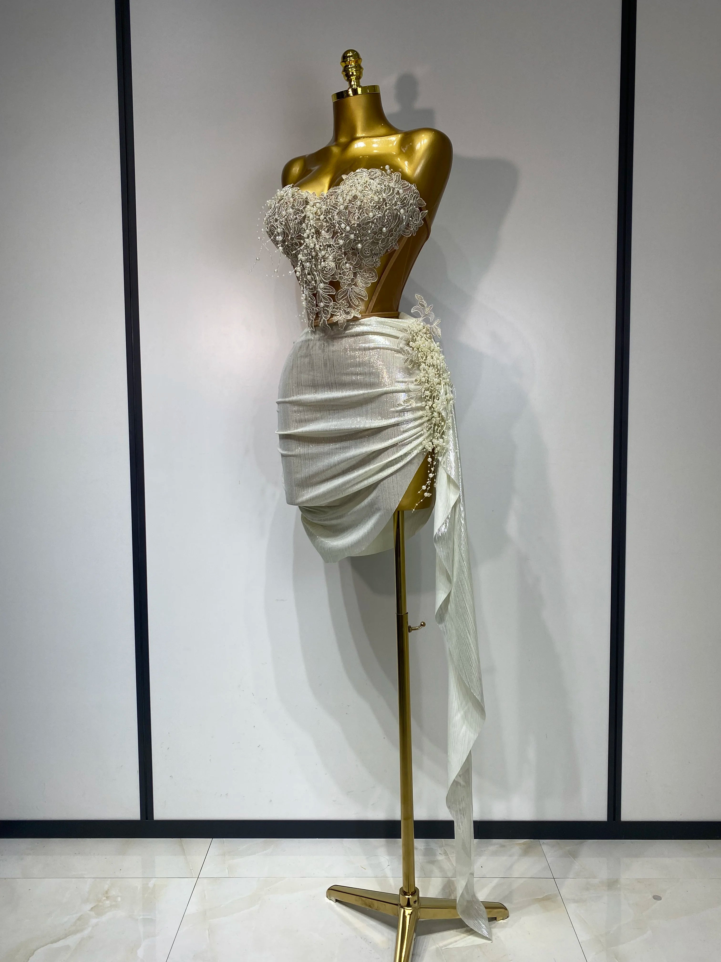 Elegant Pear Mesh See Through Luxury Two Piece Set