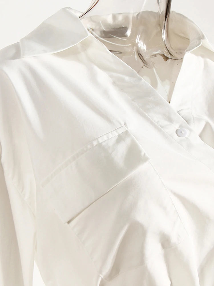 Autumn Irregular Bandage Slit Women's Shirt Dress