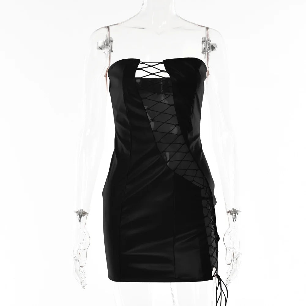 Slimming Strap Leather Dress