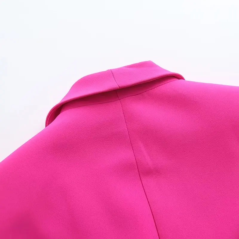 Long Sleeve Belt Bow Blazers Suit Coat Chic Female High Waist Trousers Two Piece Sets