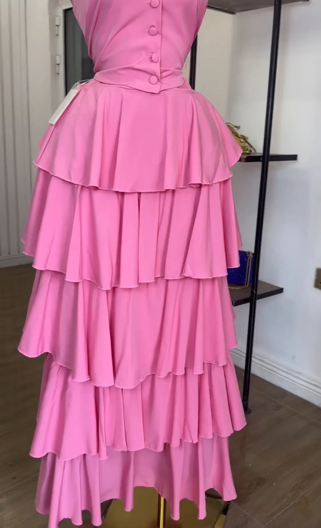 Sleeveless Vest Tops and Pleated Tiered Skirts Two Piece Set