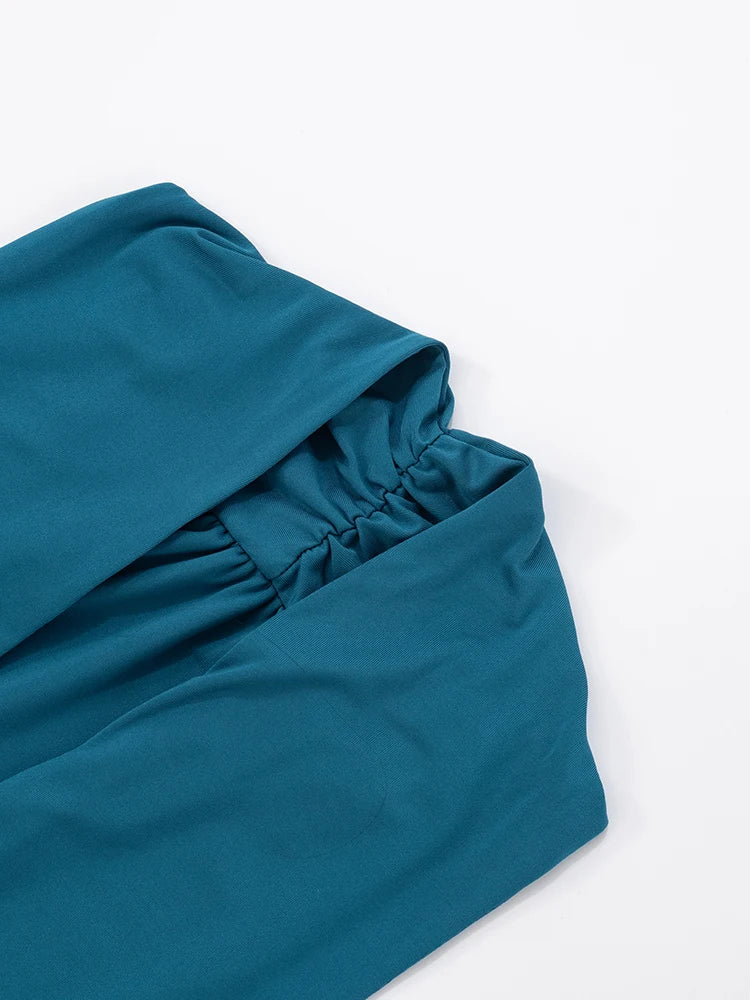 Deep V-Neck Hollow Bandage Bodysuit+Flare Pants Matching Two Piece Set