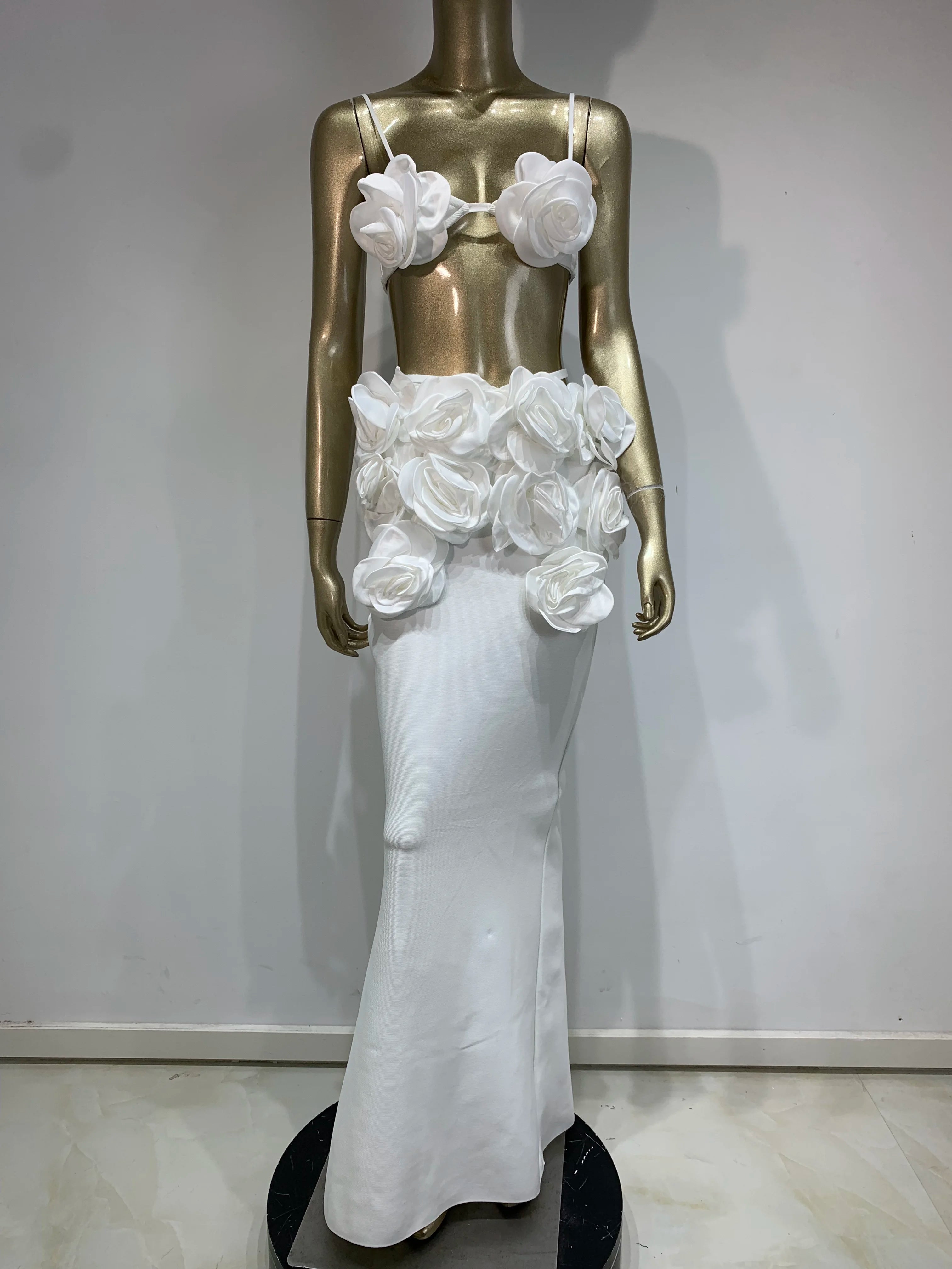 Backless Halter Maxi Long Bandage Skirt Set