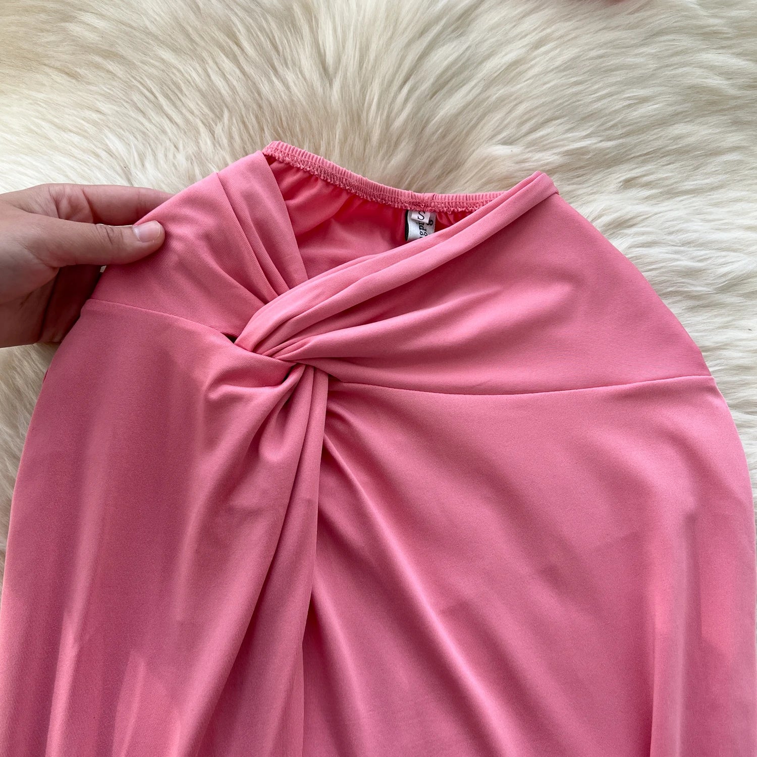 Criss-Cross Strapless Mini Tops+High Waist Split Bodycon Skirt Two Piece Set