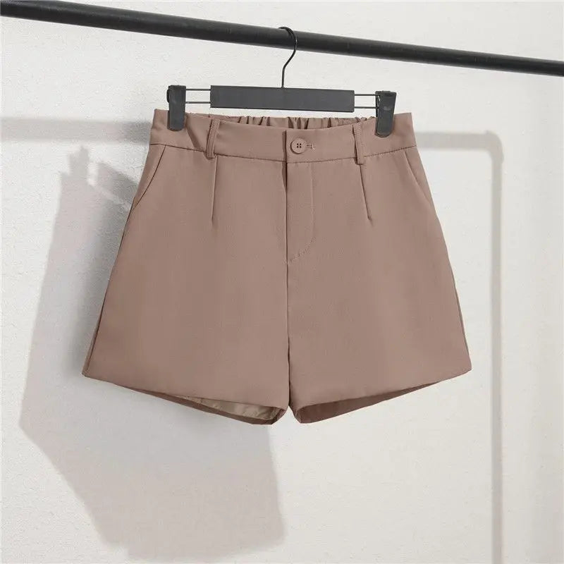 Solid Casual Elegant Office Lady Short Elastic Waist Basic All-match Loose Shorts