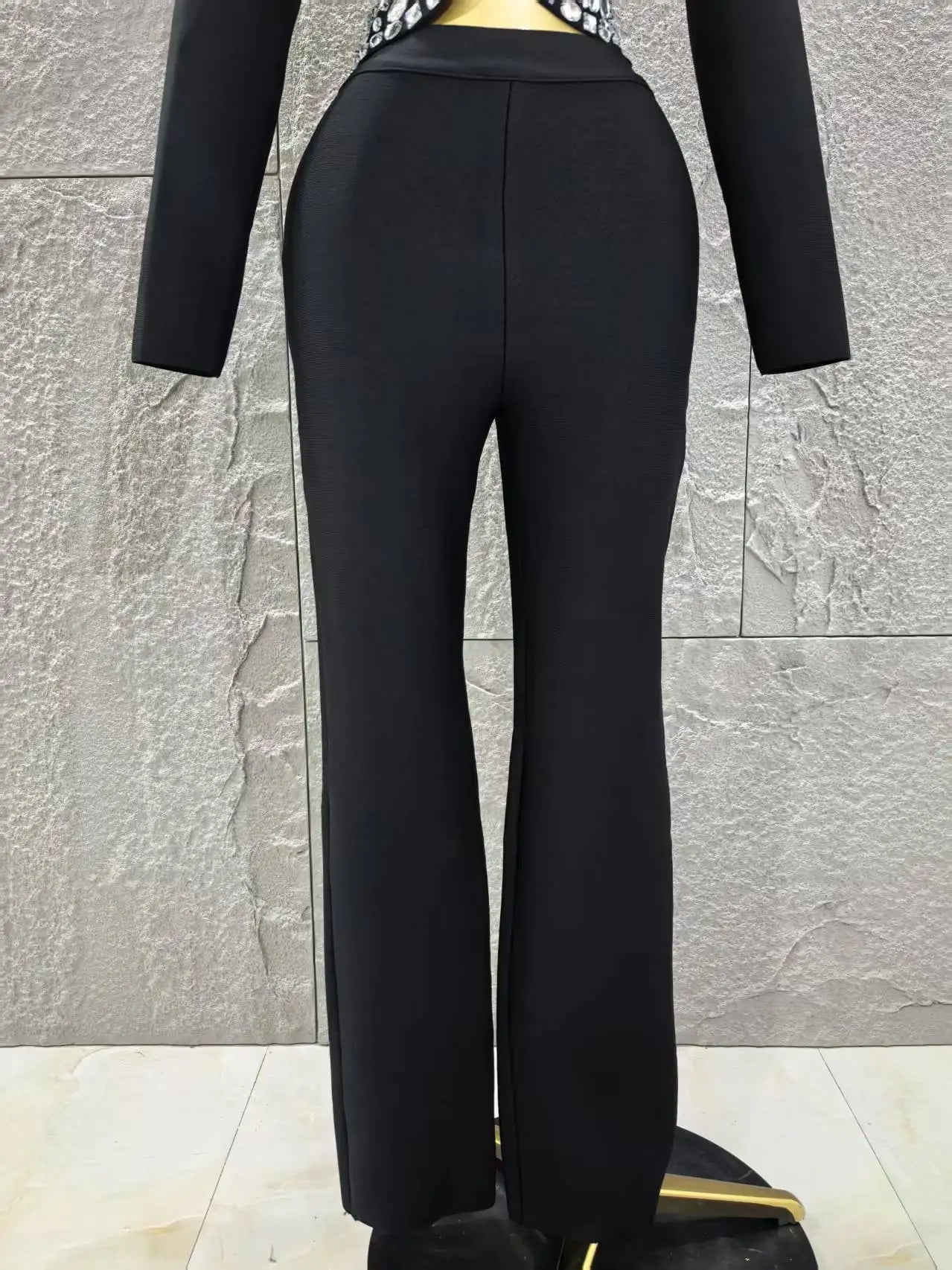 Long Sleeve Crystal Two Pieces Bodycon Bandage Set