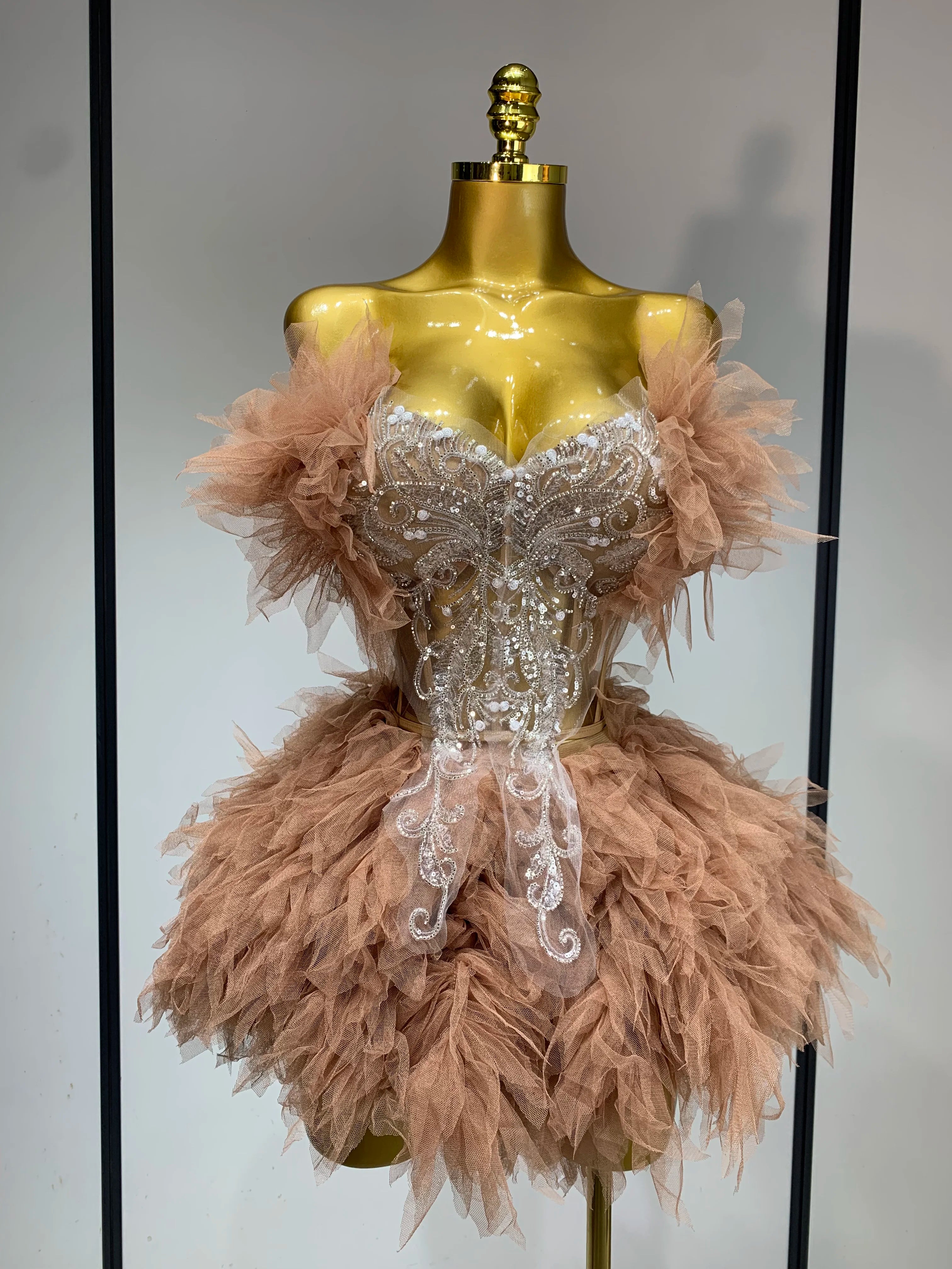 Strapless Two Pieces Set Luxury Dress