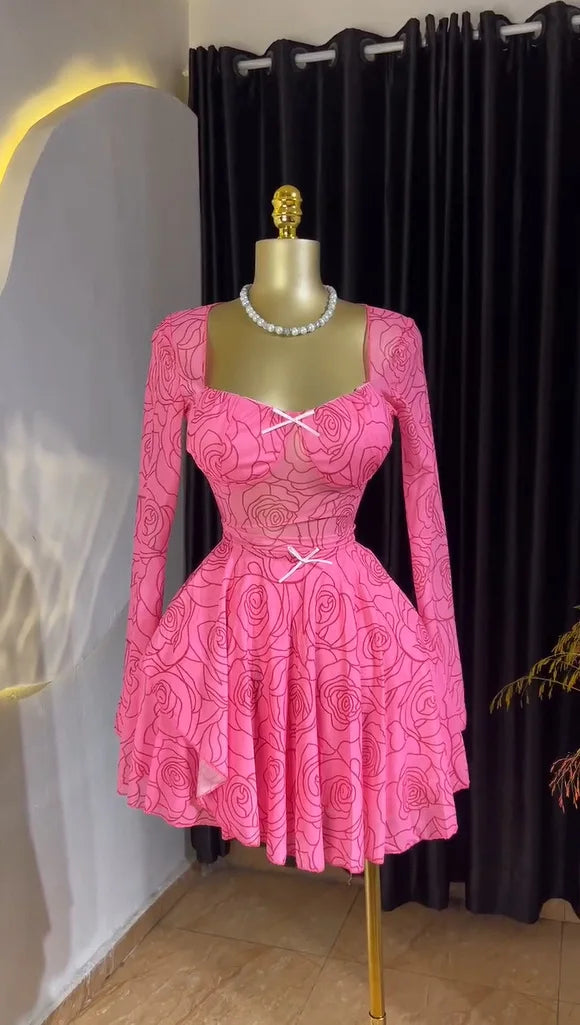 Elegant A Line Long Sleeves High Waist Bodycon Dress