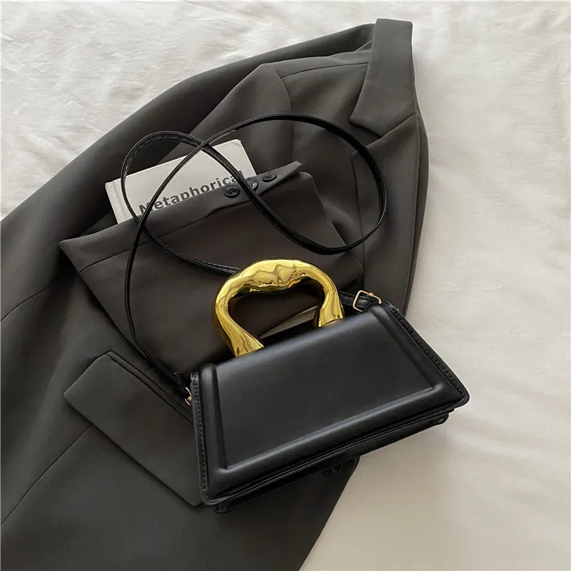 Pu Leather Mini Square Crossbody Tote Handbag