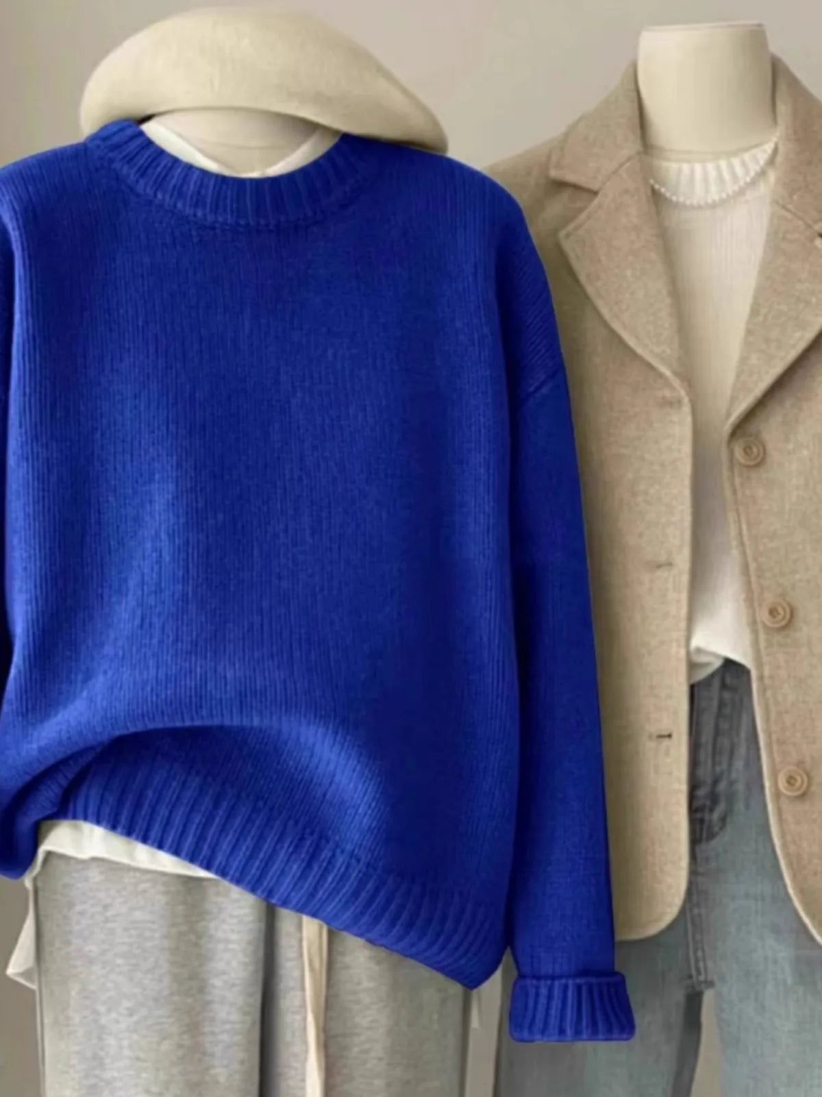 Soft waxy round neck 100 pure cashmere sweater