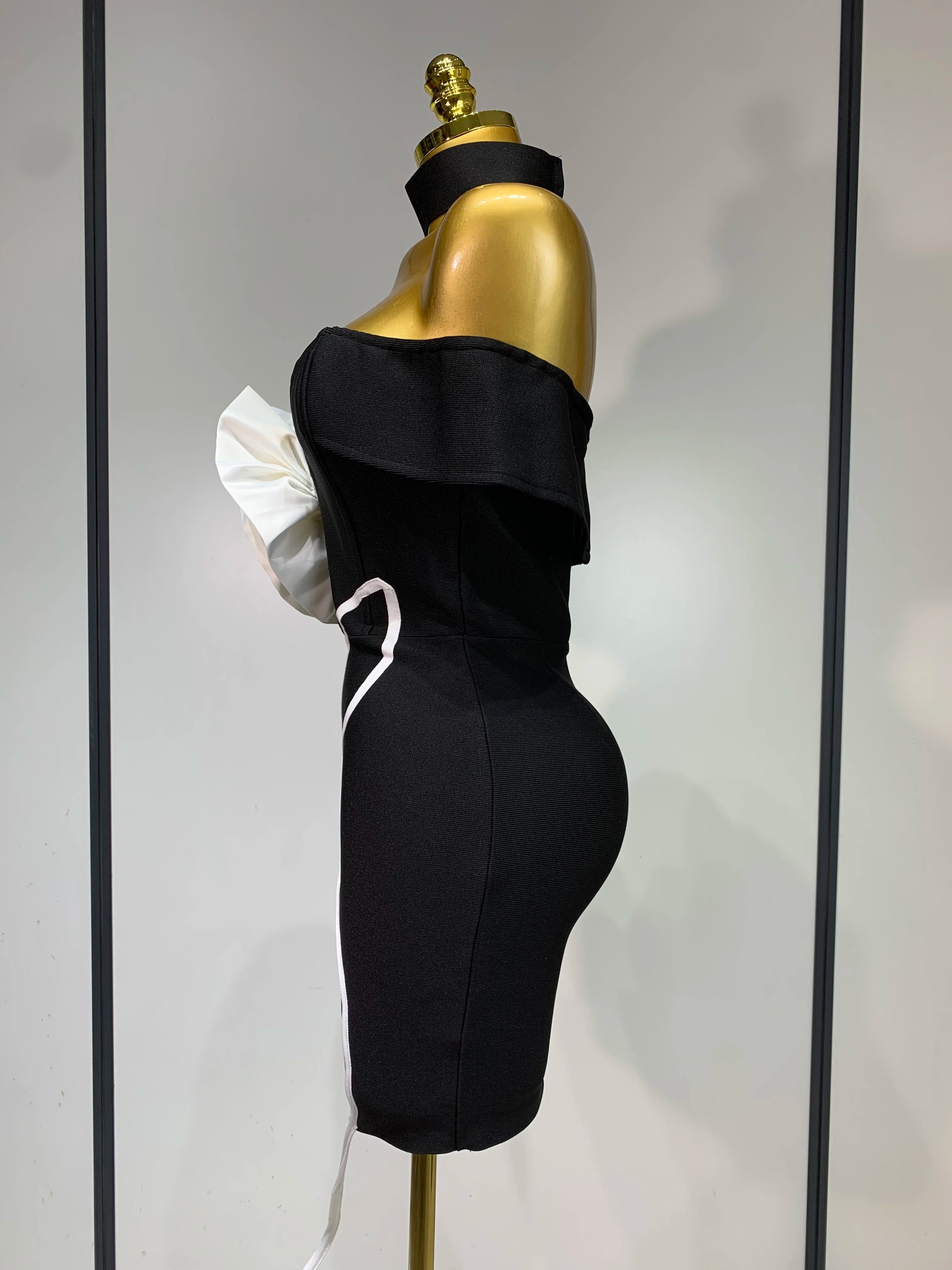 Off Shoulder Flower Mini Bodycon Bandage Dress